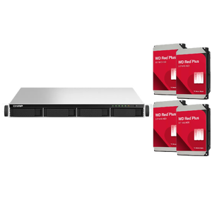 QNAP TS-464U-8G 4 Bay 8GB RAM 1U Rackmount NAS with 4 x 4TB Western Digital Red Plus Drives
