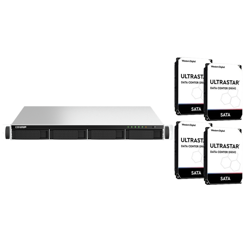 QNAP TS-464U-8G 4 Bay 8GB RAM 1U Rackmount NAS with 4 x 6TB Western Digital Enterprise Drives
