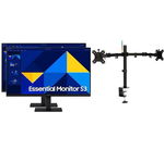 2x Samsung D300 24 Inch 1920 x 1080 FHD 5ms 100Hz IPS Gaming Monitor - HDMI, D-Sub + Monitor Arm