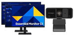 2x Samsung D300 27 Inch 1920 x 1080 FHD 5ms 100Hz IPS Gaming Monitor - HDMI, D-Sub + Webcam