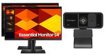 2x Samsung D400 24 Inch 1920 x 1080 FHD 5ms 100Hz IPS Monitor with USB Hub - HDMI, DisplayPort + Webcam