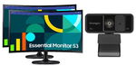 2x Samsung Essential S3 S36GD 24 Inch 1920x1080 4ms 100Hz VA Curved Gaming Monitor - D-Sub, HDMI + Webcam