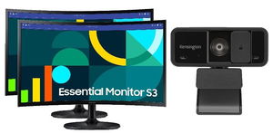 2x Samsung Essential S3 S36GD 24 Inch 1920x1080 4ms 100Hz VA Curved Gaming Monitor - D-Sub, HDMI + Webcam
