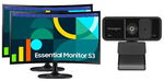 2x Samsung Essential S3 S36GD 27 Inch 1920x1080 4ms 100Hz VA Curved Gaming Monitor - D-Sub, HDMI + Webcam
