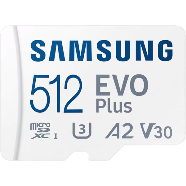 Samsung EVO Plus 512GB U3 V30 A2 microSDXC Card with SD Adapter