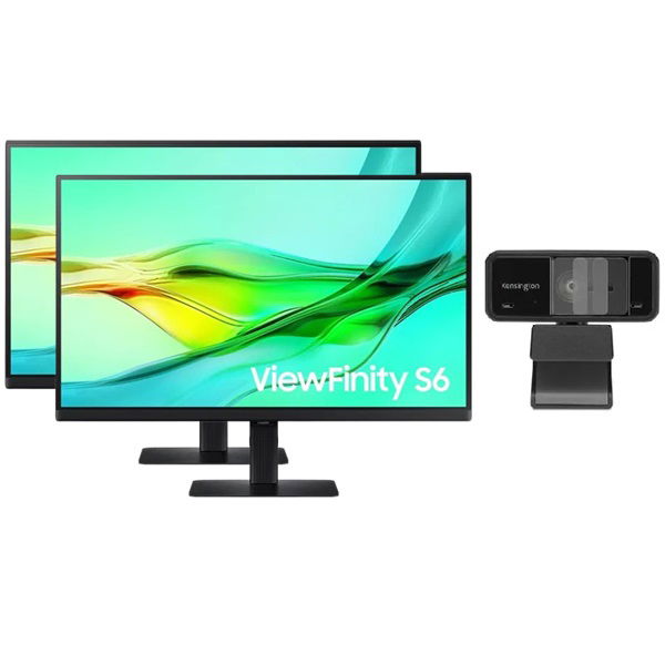 2x Samsung ViewFinity S60UD 27 Inch 2560 x 1440 5ms 100Hz IPS Monitor with USB Hub - HDMI, DisplayPort, USB-C + Webcam