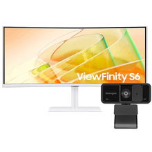 view Samsung ViewFinity S65TC 34 Inch 3440x1440 UWQHD 5ms 100Hz Ultrawide VA Curved Monitor with Built-in Speaker - HDMI, DisplayPort, Thunderbolt 4, USB-A, RJ45 + Webcam
