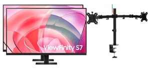 2x Samsung ViewFinity S70D 32 Inch 3840 x 2160 5ms 60Hz VA Monitor - HDMI, DisplayPort - Special Combo Deal + Monitor Arm