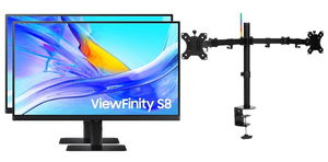 2x Samsung ViewFinity S80UD 27 Inch 3840 x 2160 5ms 60Hz IPS Monitor with USB Hub - HDMI, DisplayPort, USB-C - Special Combo Deal + Monitor Arm