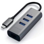 Satechi Aluminum 3-Port USB-C Hub with Gigabit Ethernet Space Grey - 3x USB-A, 1x Ethernet