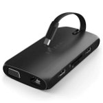 Satechi On-the-Go USB-C Multiport Adapter Black - 1x HDMI, 1x VGA, 2x USB-C, 1x USB-A, 1x Gigabit Ethernet, Micro/SD Card Reader