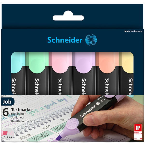 Schneider Job Highlighter - Assorted Wallet Pastel 6 Pack