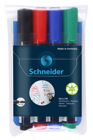 Schneider Maxx 290 Assorted Whiteboard Marker Wallet - 4 Pack