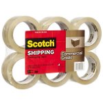 Scotch 3750-6 48mm x 50m Clear Shipping Tape - 6 Pack