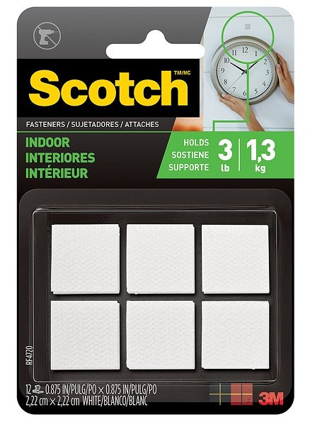 Scotch RF4720 22x22mm Fastener Indoor White - 6 Pack