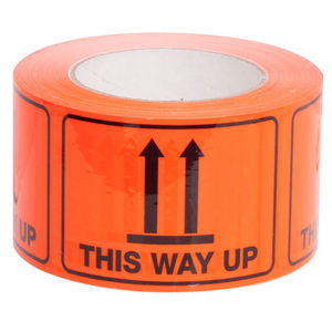 Sellotape 72mm x 100mm This Way Up Rippable Label Tape Black/Orange - 660 Labels