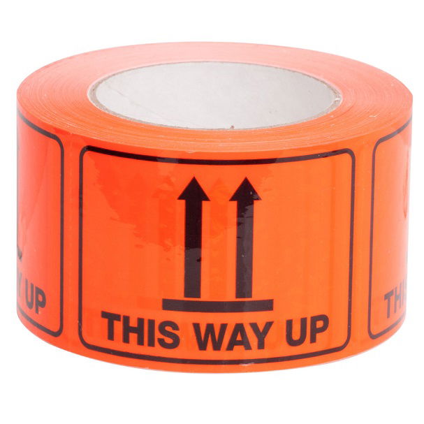 Sellotape 72mm x 100mm This Way Up Rippable Label Tape Black/Orange - 660 Labels