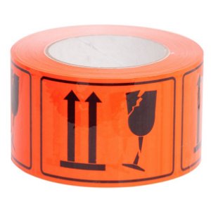 Sellotape 72mm x 100mm This Way Up Fragile Rippable Label Tape Black/Orange - 660 Labels