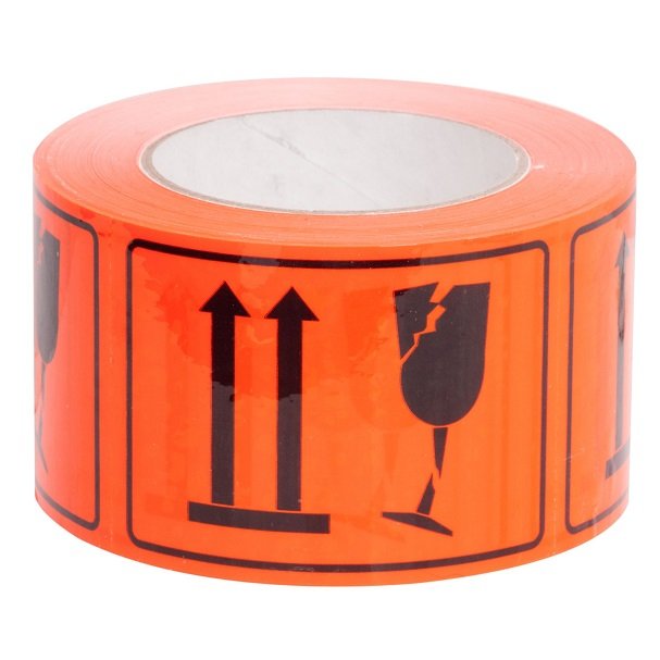 Sellotape 72mm x 100mm This Way Up Fragile Rippable Label Tape Black/Orange - 660 Labels