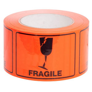 Sellotape 72mm x 100mm Fragile Rippable Label Tape Black/Orange - 660 Labels