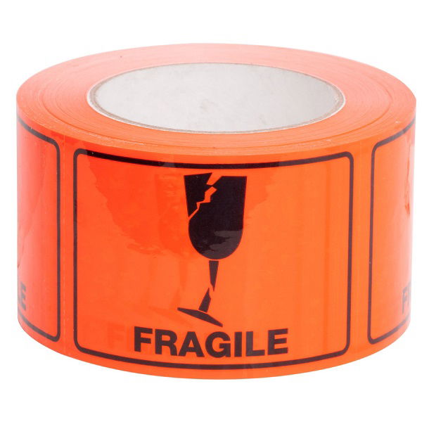 Sellotape 72mm x 100mm Fragile Rippable Label Tape Black/Orange - 660 Labels