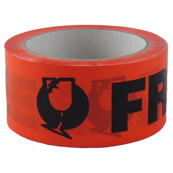 Sellotape 48mm x 66m Fragile Polypropylene Packaging Tape - Red/Black