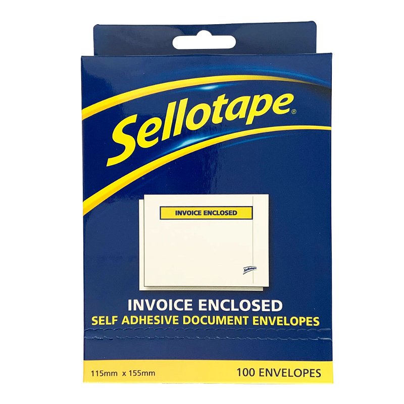Sellotape 115mm x 155mm Invoice Enclosed Labelopes - 100 Pack