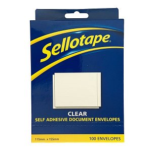 Sellotape 115mm x 155mm Plain Labelopes Clear - 100 Pack