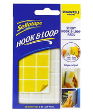 view Sellotape 20mm Sticky Hook & Loop Pads Removable - 24 Pack