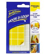 Sellotape 20mm Sticky Hook & Loop Pads Removable - 24 Pack