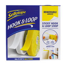 view Sellotape 20mm x 6m Sticky Hook & Loop Strip Removable