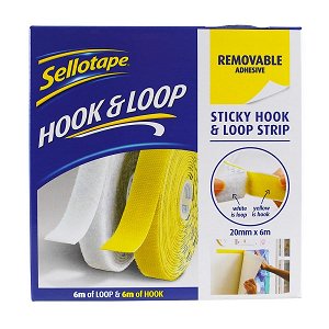 Sellotape 20mm x 6m Sticky Hook & Loop Strip Removable
