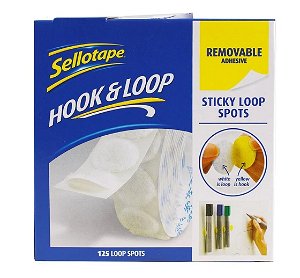 Sellotape 22mm Sticky Loop Spots Removable - 125 Pack