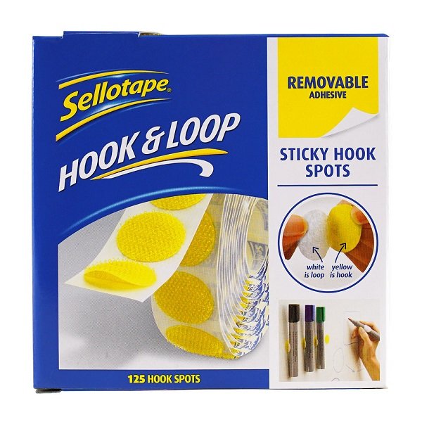 Sellotape 22mm Sticky Hook Spots Removable - 125 Pack