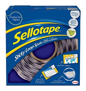 Sellotape 22mm Sticky Loop Spots Permanent - 125 Pack