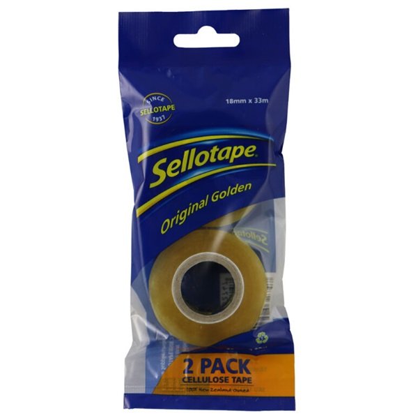 Sellotape 3274 18mm x 33m Cellulose Tape Clear - 2 Pack