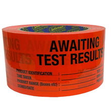 view Sellotape 60mm x 150mm x 50m Awaiting Test Packaging Tape - Black/Orange