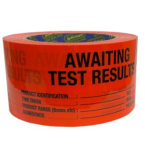 Sellotape 60mm x 150mm x 50m Awaiting Test Packaging Tape - Black/Orange