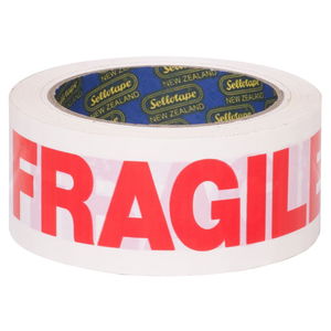 Sellotape 36mm x 66m Fragile Vinyl Packaging Tape - Red/White