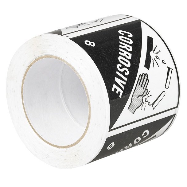 Sellotape 96mm x 100mm x 50m Corrosive 8 Rippable Label Tape Black/White - 500 Labels
