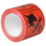 Sellotape 96mm x 100mm x 50m Flammable Gas 2.1 Rippable Label Tape Black/Orange - 500 Labels