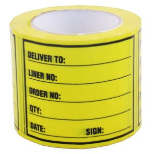 Sellotape 96mm x 125mm x 50m Deliver To Rippable Label Tape Black/Yellow - 400 Labels
