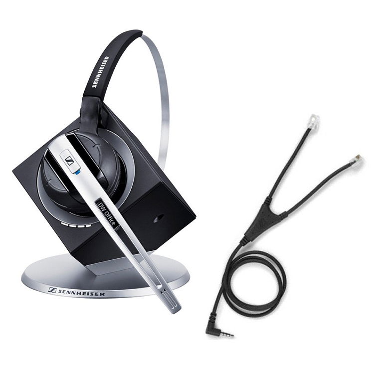 Sennheiser IMPACT DW DECT Over Head Wireless Mono Headset with Base Station & Audio Cable for Mobile Phones - Dual Connectivity to Deskphone or PC/Softphone, Optimised for Microsoft Skype - Optimised for Microsoft Business Applications