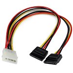 StarTech 12 Inch LP4 to 2x SATA Power Y Cable Adapter