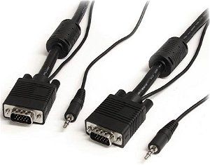 StarTech 15m High Resolution VGA Male to Male Cable with Audio - Black