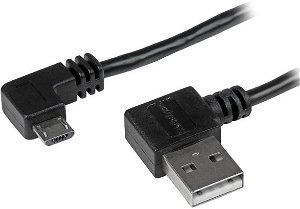 StarTech 1m USB 2.0 Right Angle Type-A Male to Right Angle Micro-B Male Cable - Black