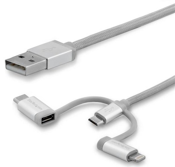 StarTech 2m Micro USB, Lightning & USB-C Charge & Sync Cable - Silver