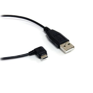 StarTech 0.3m USB-A to Right Angle USB Micro-B Charge & Sync Cable - Black