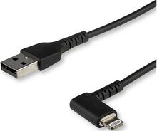 view StarTech 2m USB 2.0 Type-A Male to Angled Lightning Male Cable - Black