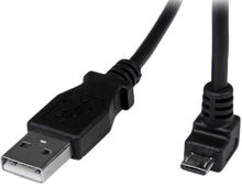 view StarTech 2m USB 2.0 Type-A Male to Down Angle Micro-B Male Cable - Black